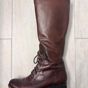 Frye Melissa Lace-Up Brown Leather Riding Boots - Size 6